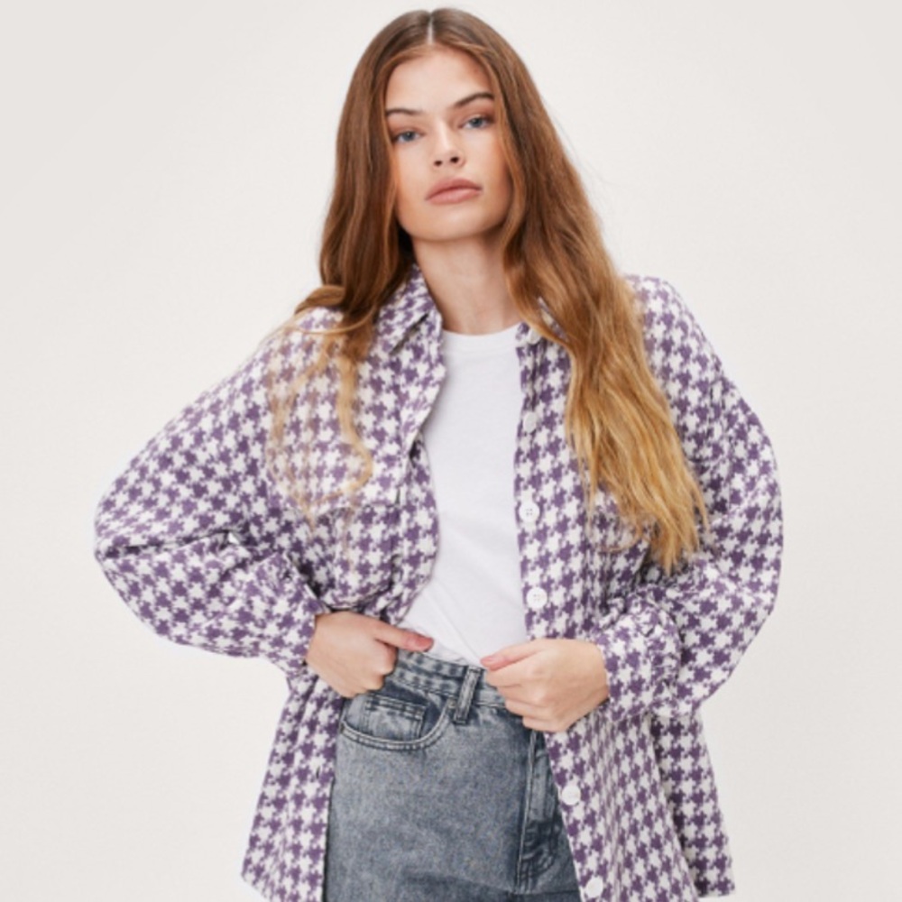 Nasty Gal Houndstooth Sweater Jacket